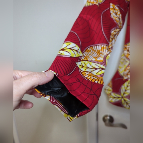 Grass Fields Blazer Jacket Size S Red And Yellow Ankara Fabric - Picture 12 of 16